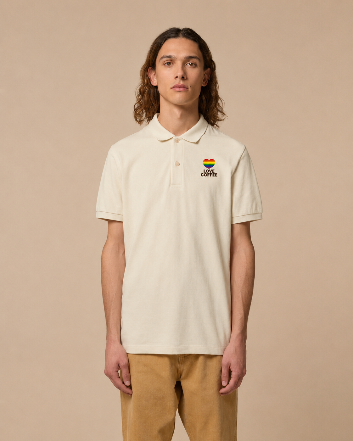 The Love Coffee Beans Rainbow Polo