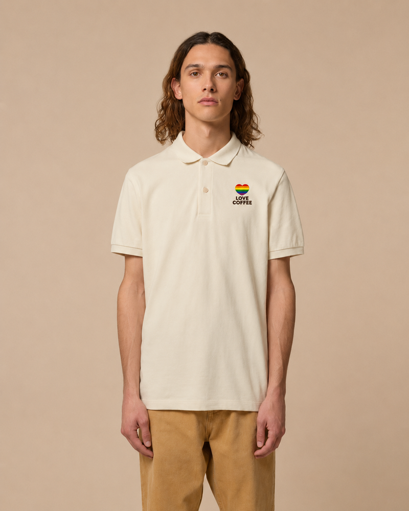 The Love Coffee Beans Rainbow Polo